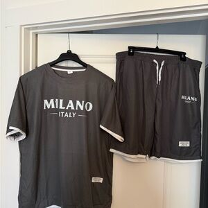 NWT men’s Milano Italy Gray T-Shirt and Shorts Set, size XXL